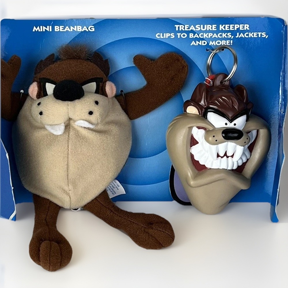 TAZ Plush and Keychain Change Purse Clip Looney Toons 1994 Warner Applause NOS